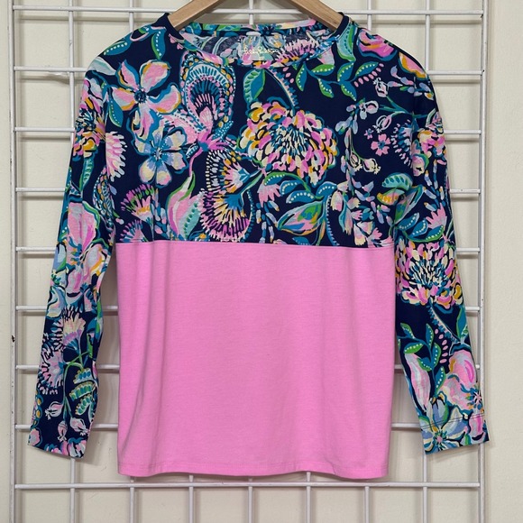 Lilly Pulitzer Other - Lilly Pulitzer Kids Girls XL 12-14 Long Sleeve Floral Top Pink Crew‎ Neck